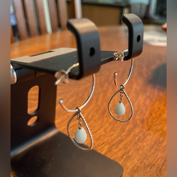 2” drop sterling earrings with a pretty light blue stone. Pandora. EUC. - Picture 4 of 7